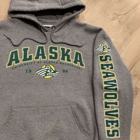 Vintage Jansport UAA University of Alaska Anchorage Hoodie Women's Medium Gray - Picture 2 of 7